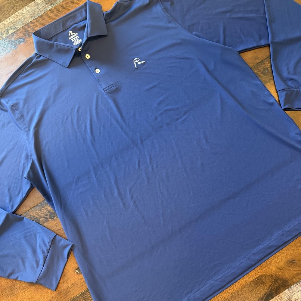 Rhoback Polo Shirt Mens 3XL Blue Long Sleeve Golf Performance Stretch Jersey